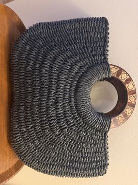 Coldwater Creek Dark Gray Woven Rope Tote